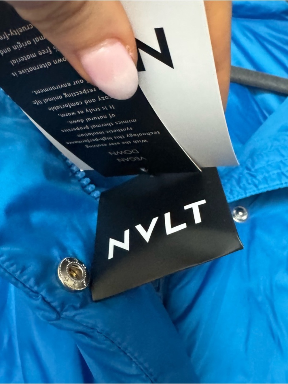 NVLT NWT Wonder Puff Cropped Puffer Jacket XL Detachable Hood Ocean - Picture 8 of 15